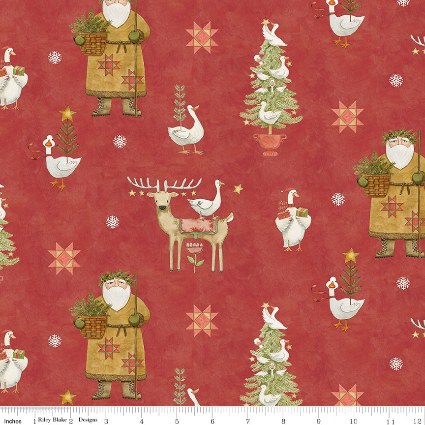 Waddle's Christmas Main Red Quilt Fabric by Teresa Kogut