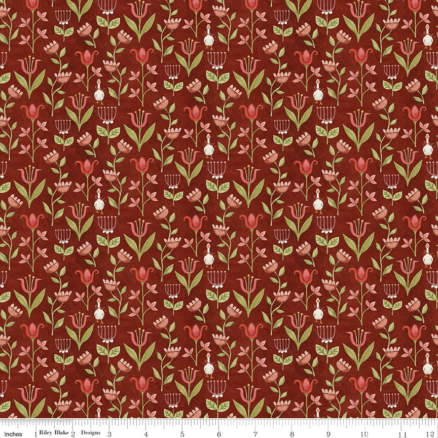 Waddle's Christmas Winter Garden Dahlia Quilt Fabric by Teresa Kogut