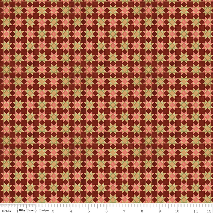 Waddle's Christmas Quilt Blocks Dahlia Quilt Fabric by Teresa Kogut