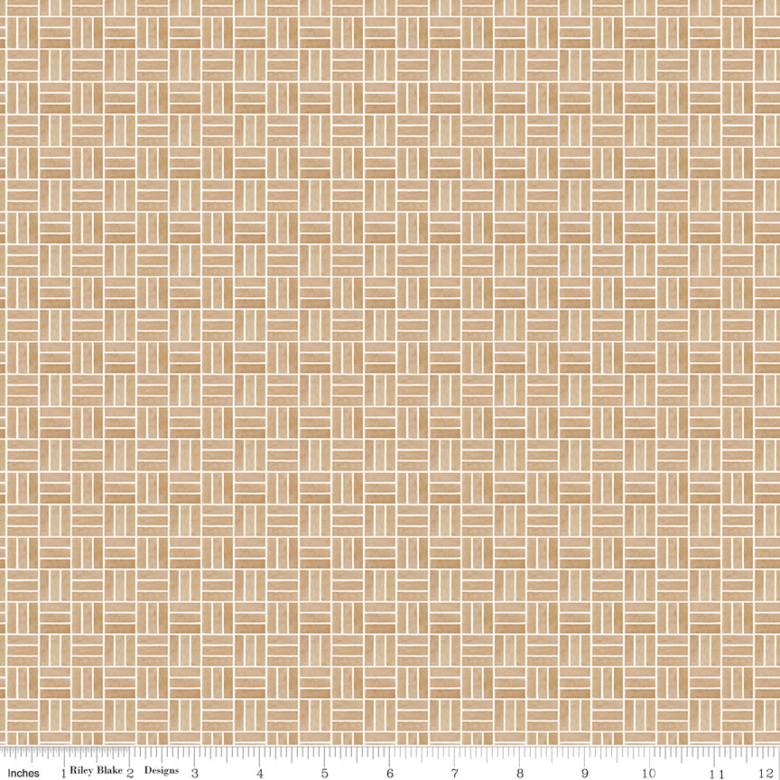 Waddle's Christmas Weave Tan Quilt Fabric by Teresa Kogut