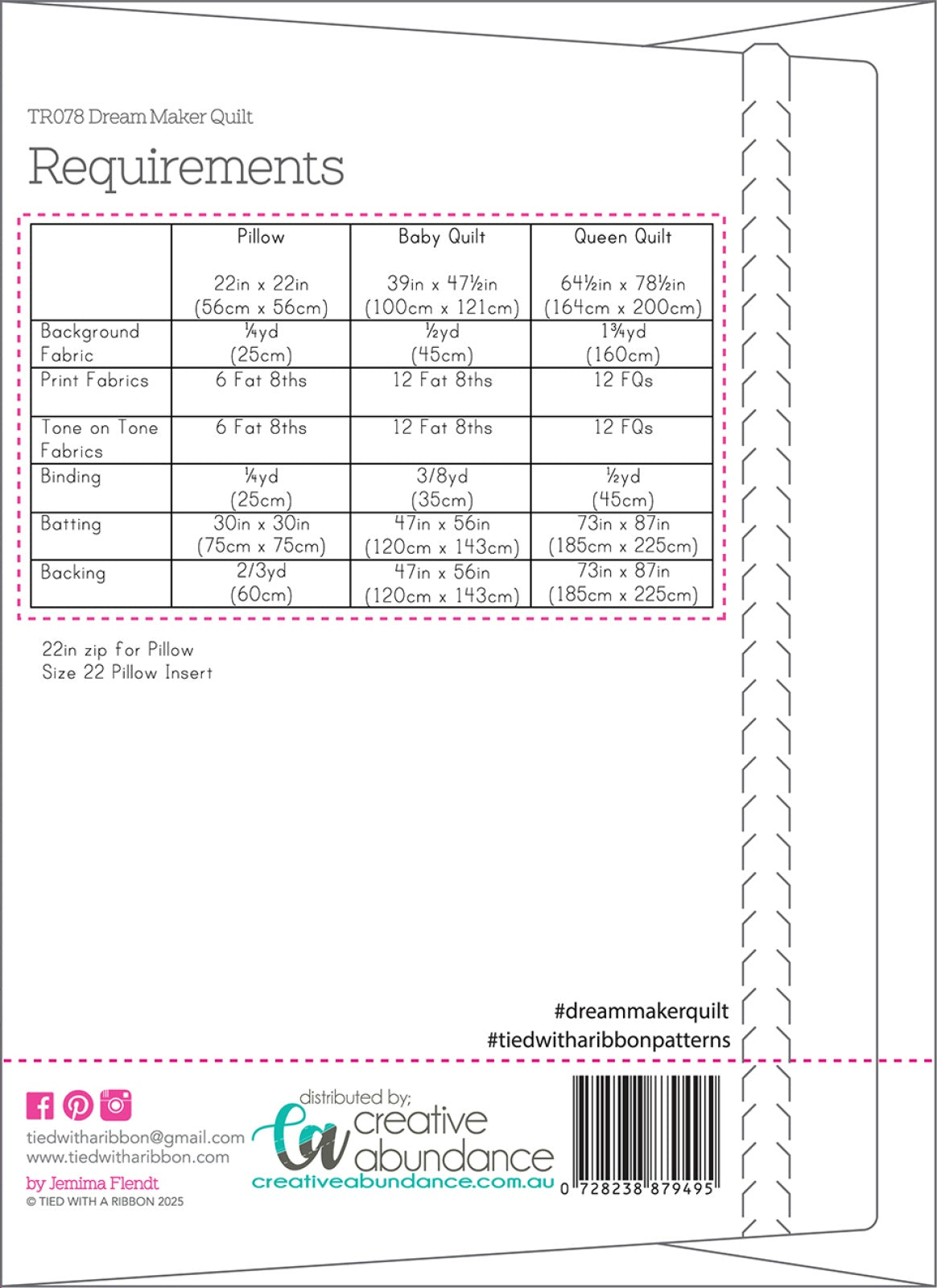 Back of the Dream Maker Quilt Quilt Pattern by Creative Abundance