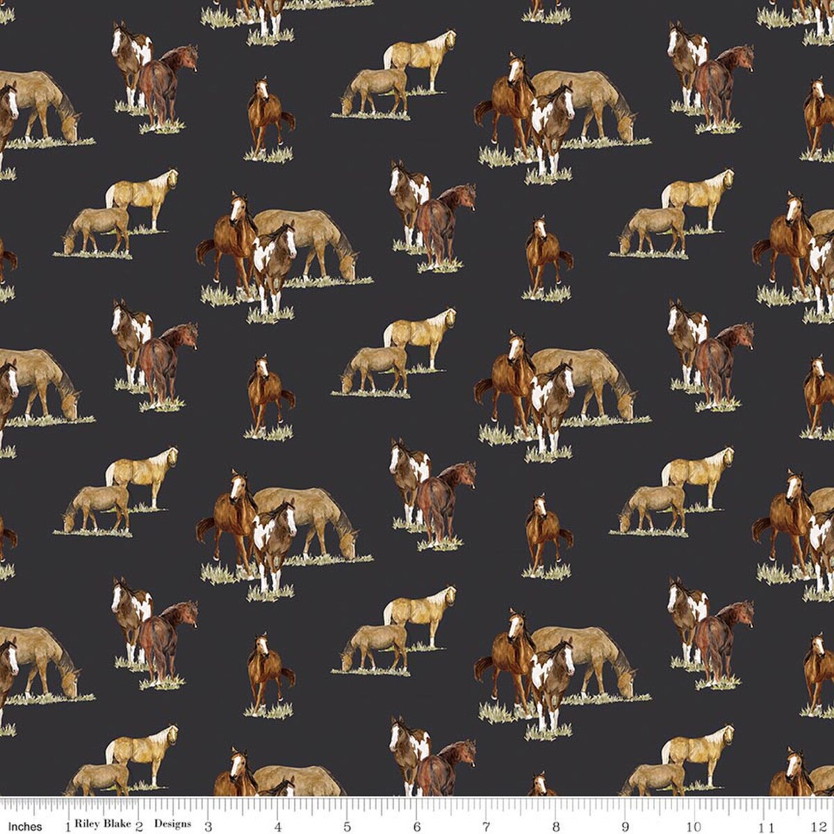 The Homestead Horses Charcoal Quilt Fabric by The Homestead — Tara Reed