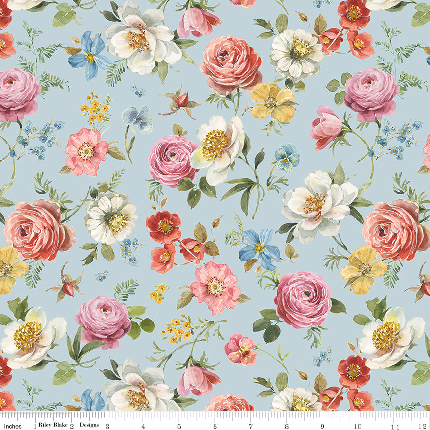 Little Garden Path Main Blue Quilt Fabric by Little Garden Path — Lisa Audit