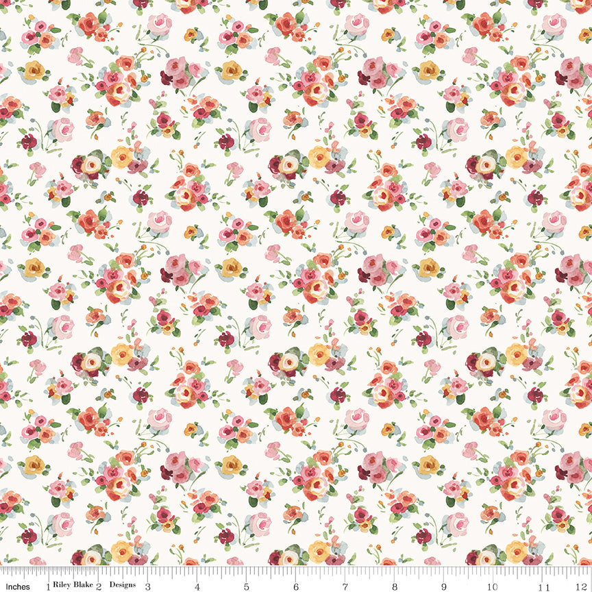 Little Garden Path Flower Toss Cream Quilt Fabric by Little Garden Path — Lisa Audit