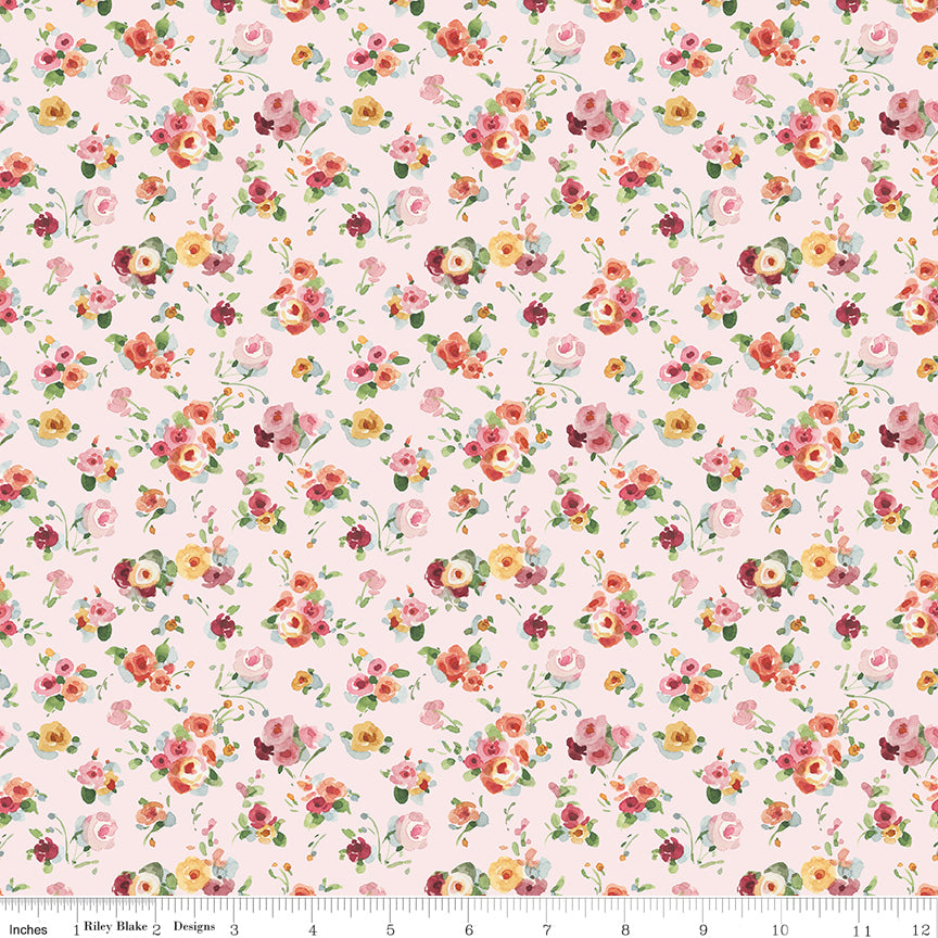 Little Garden Path Flower Toss Pink Quilt Fabric by Little Garden Path — Lisa Audit