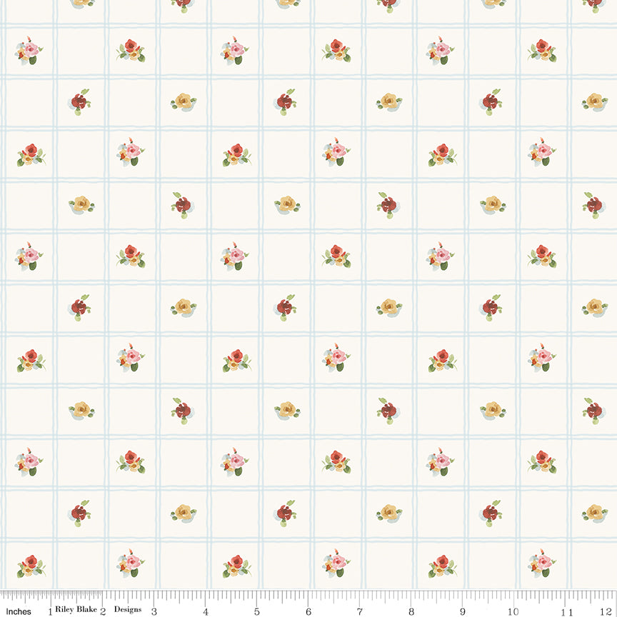 Little Garden Path Grid Blue Quilt Fabric by Little Garden Path — Lisa Audit