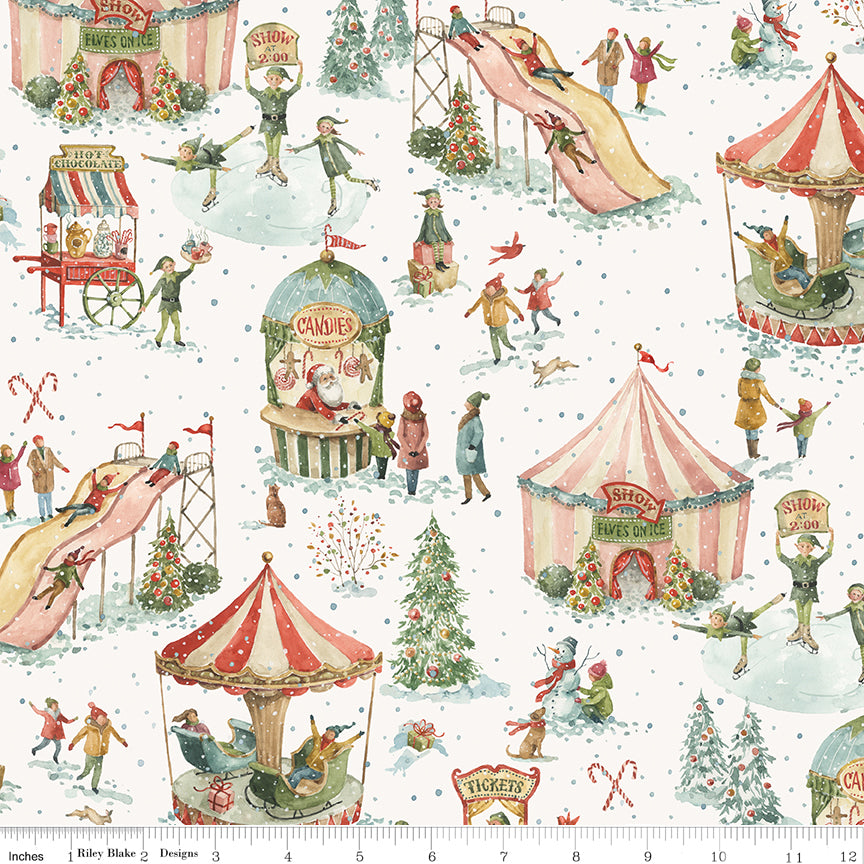 Santa's Fair Main Cloud Quilt Fabric by Lisa Audit