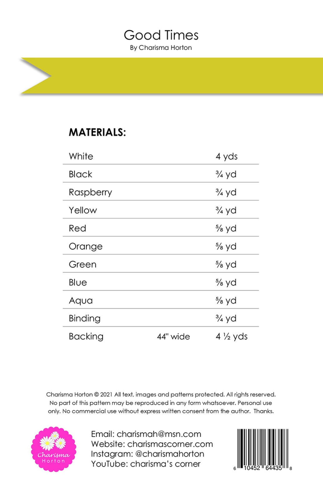 Back of the Good Times Quilt Pattern by Charisma Horton
