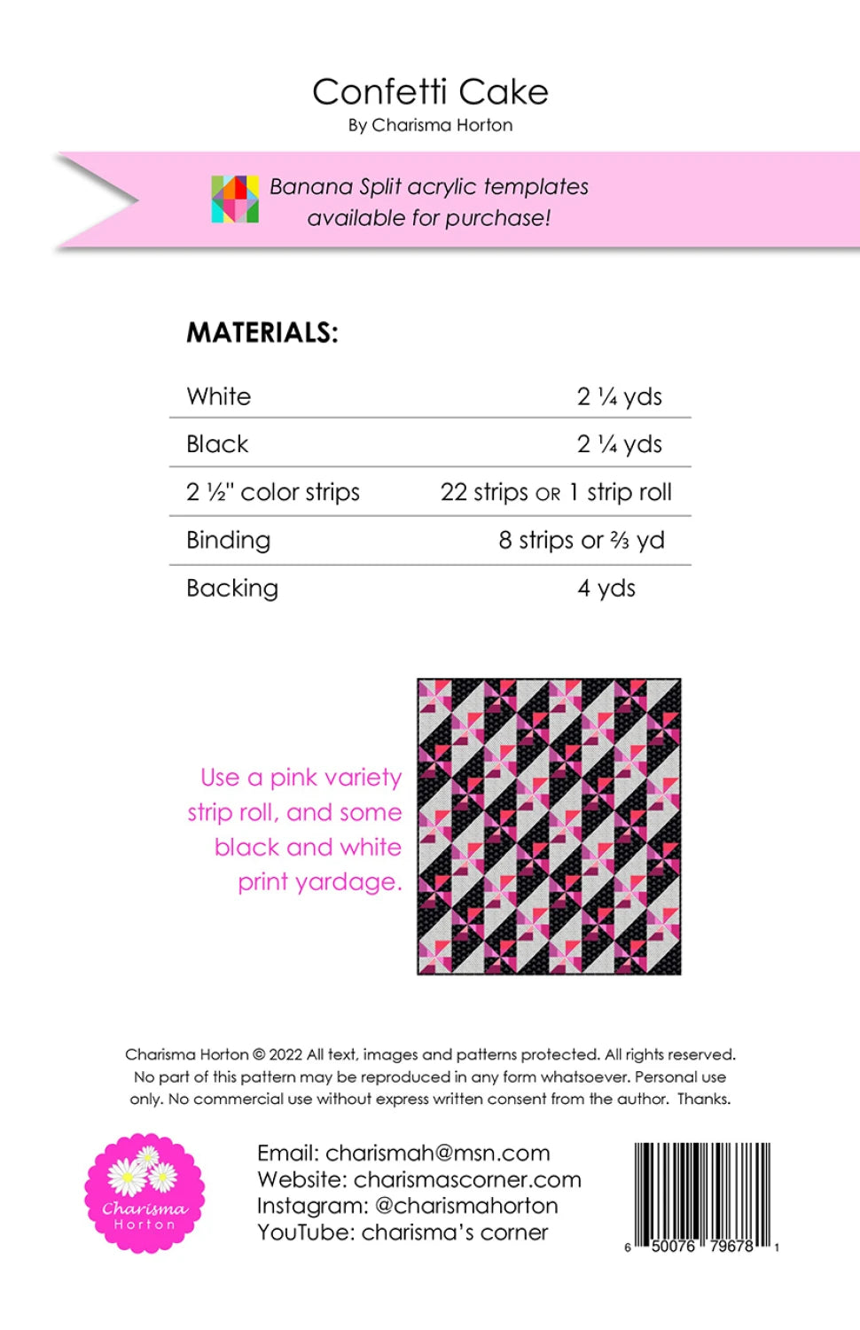 Back of the Confetti Cake Quilt Pattern by Charisma Horton