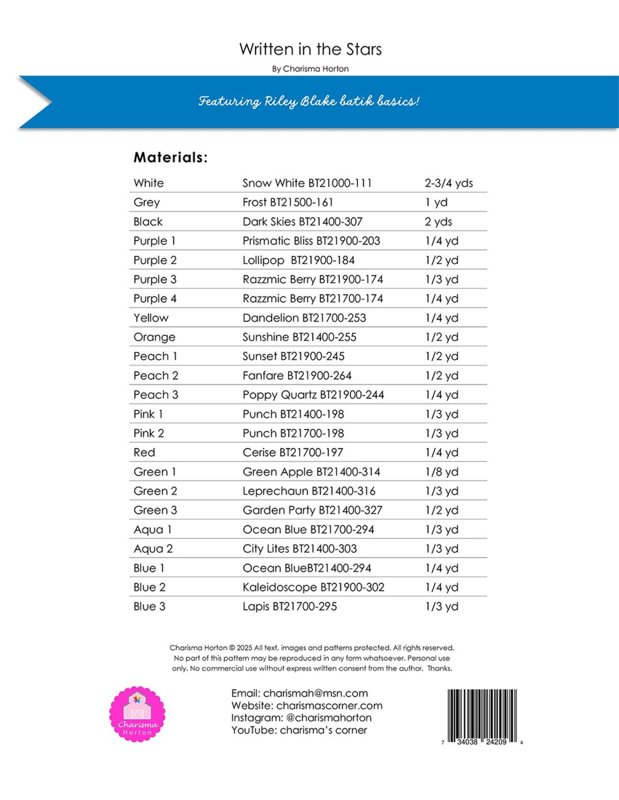 Back of the Written in the Stars Quilt Pattern by Charisma Horton