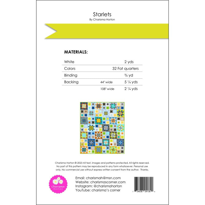 Back of the Starlets Quilt Pattern by Charisma Horton