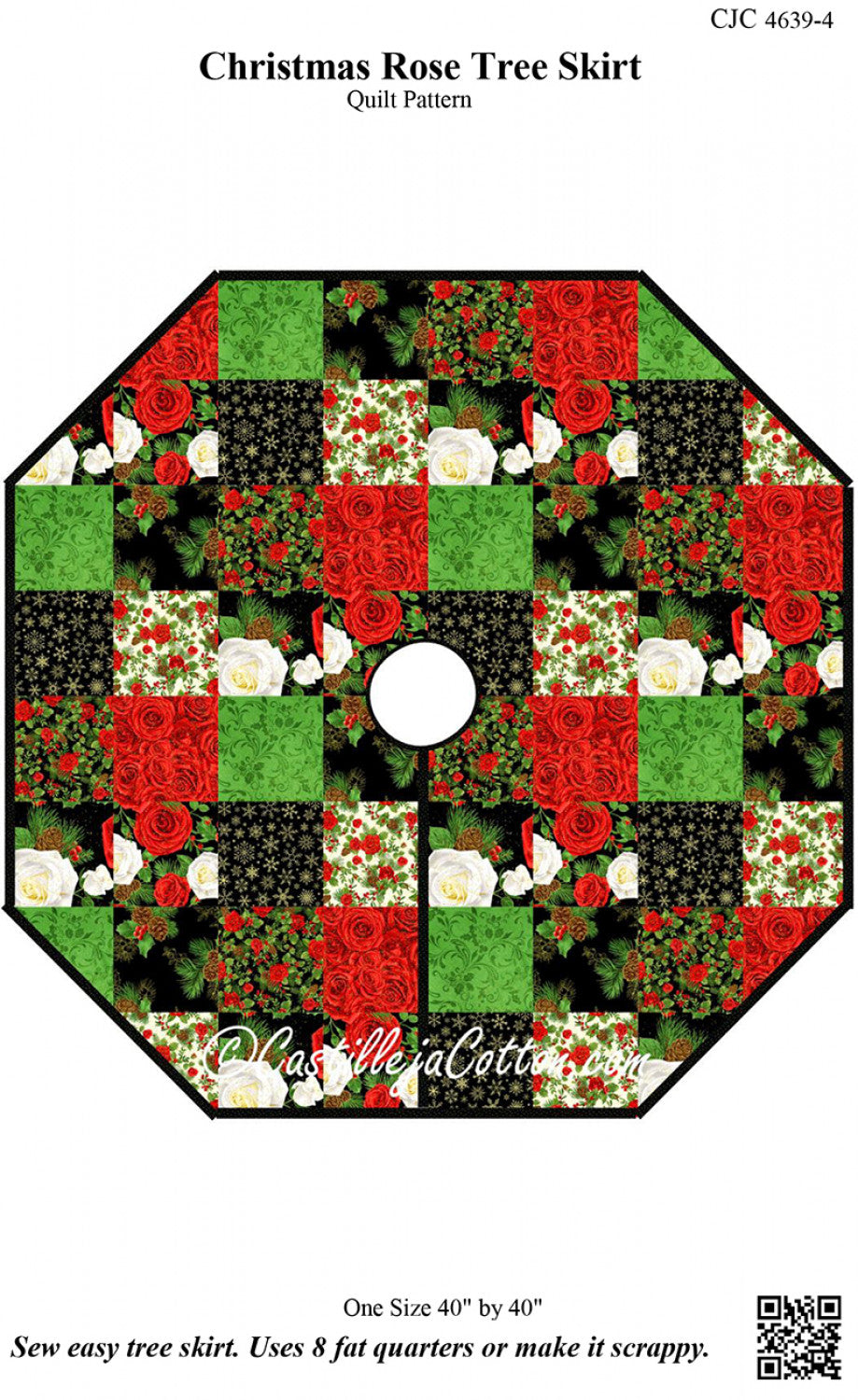 Christmas Rose Tree Skirt Pattern by Castilleja Cotton