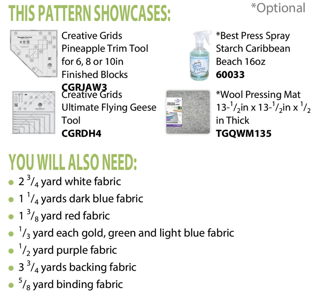 Back of the Pineapple Panache Quilt Pattern by Cut Loose Press