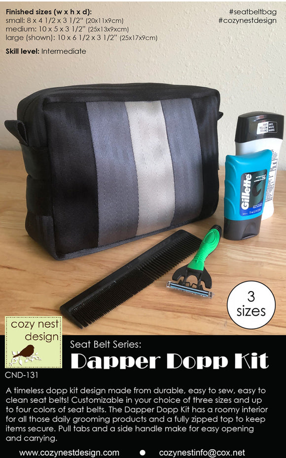 Dapper Dopp Seat Belt Kit in Black and Grey by Cozy Nest Designs