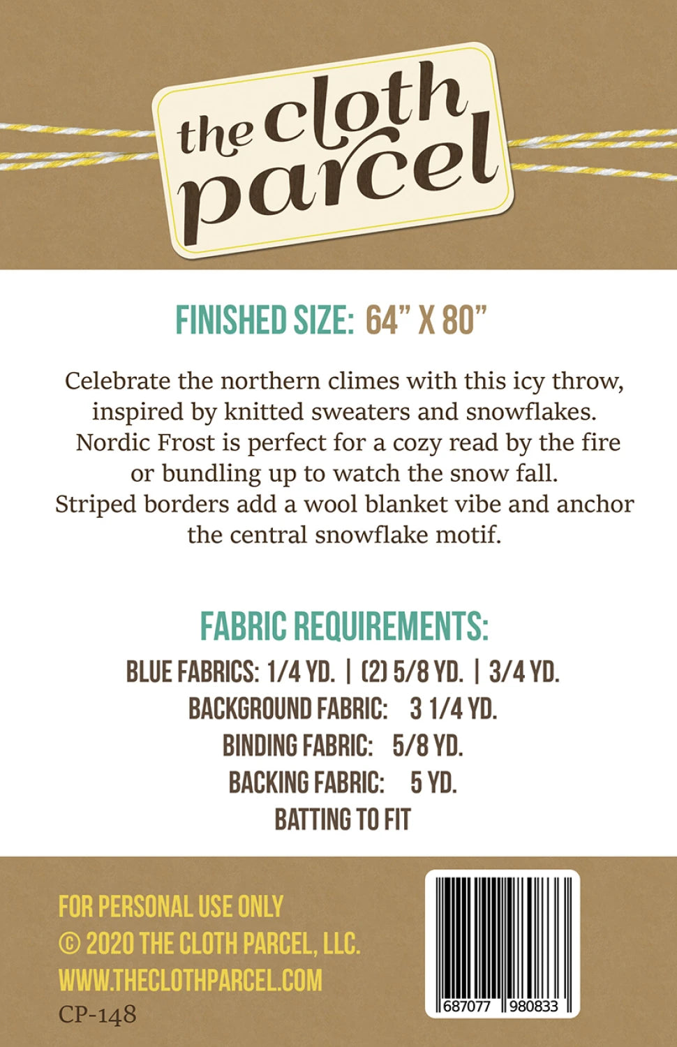 Back of the Nordic Frost Quilt Pattern by Cloth Parcel