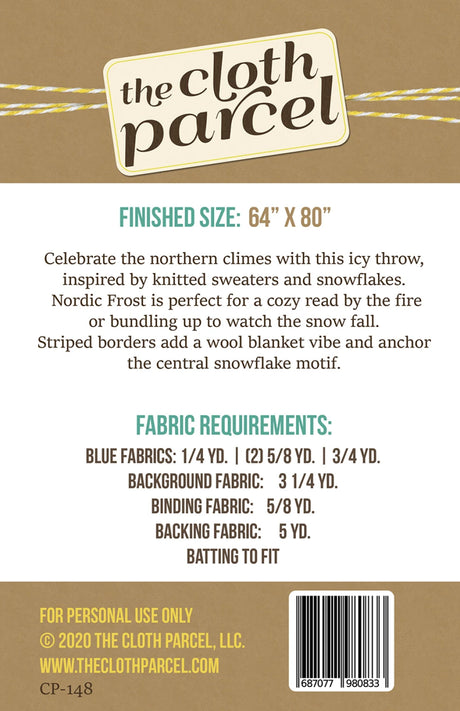 Back of the Nordic Frost Quilt Pattern by Cloth Parcel