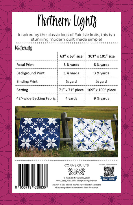 Back of the Northern Lights Quilt Pattern - the Monochromatic Edition by Cora's Quilts