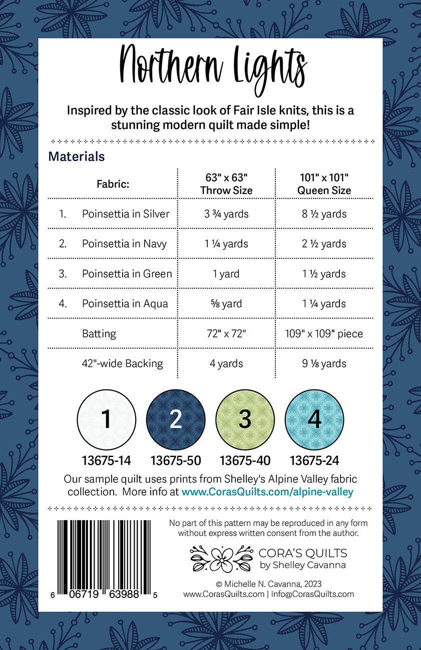 Back of the Northern Lights Quilt Pattern - the Tri-Color Edition by Cora's Quilts