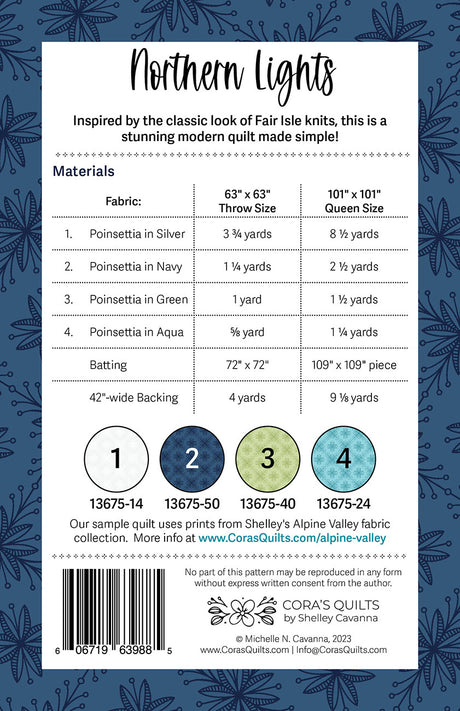 Back of the Northern Lights Quilt Pattern - the Tri-Color Edition by Cora's Quilts