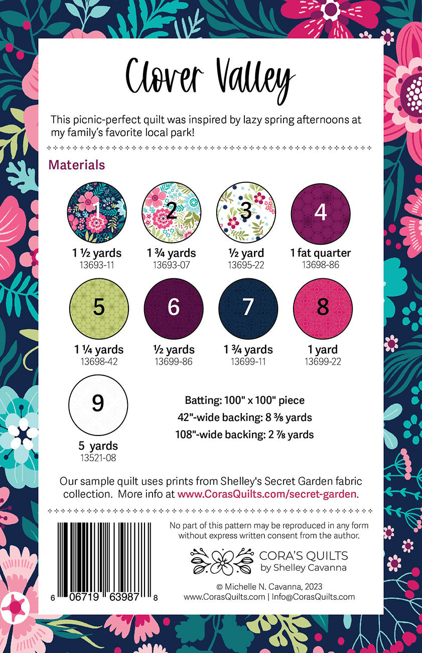 Back of the Clover Valley Quilt Pattern by Cora's Quilts