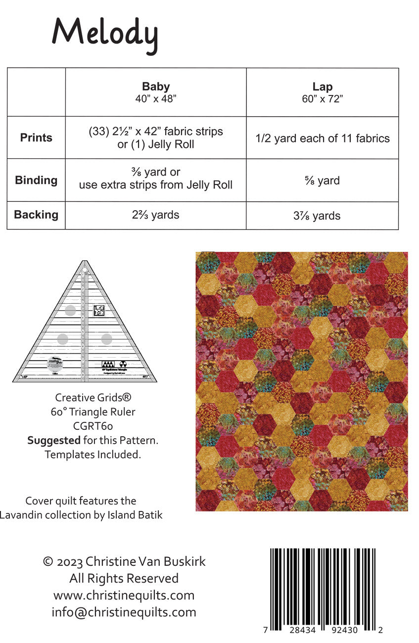 Back of the Melody Quilt Pattern by Christine Quilts