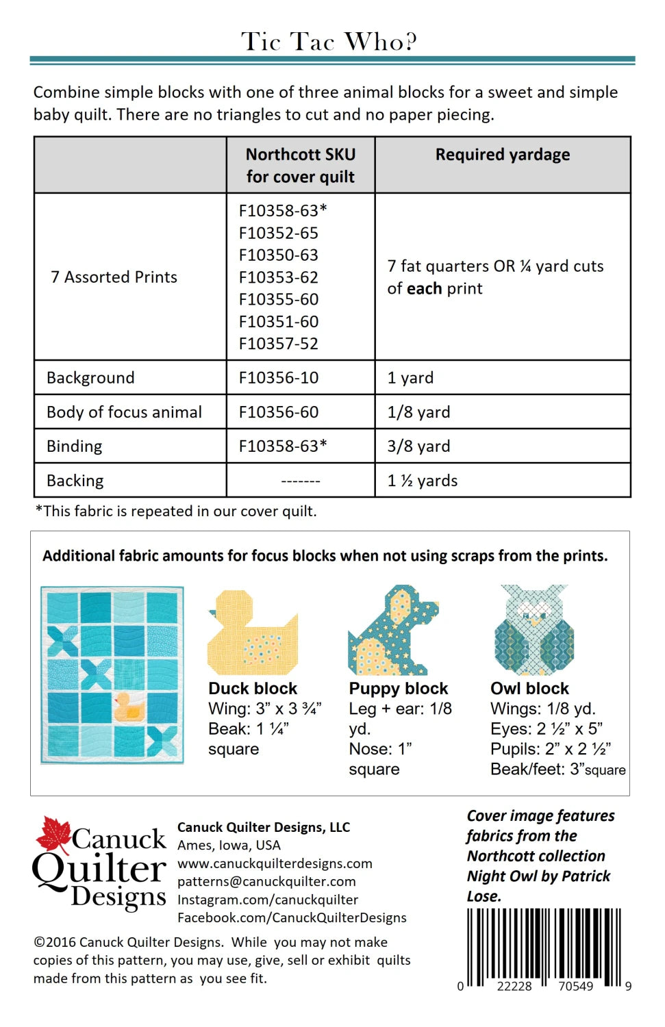 Tic Tac Who Quilt Pattern