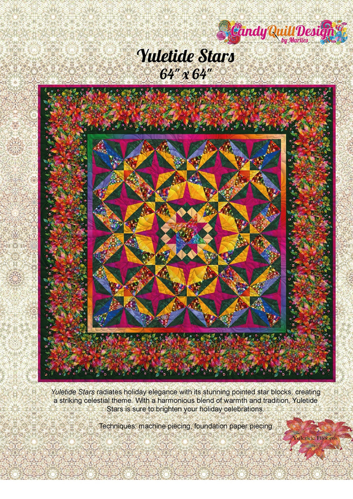 Yuletide Stars Quilt Pattern by Candy Quilt Design