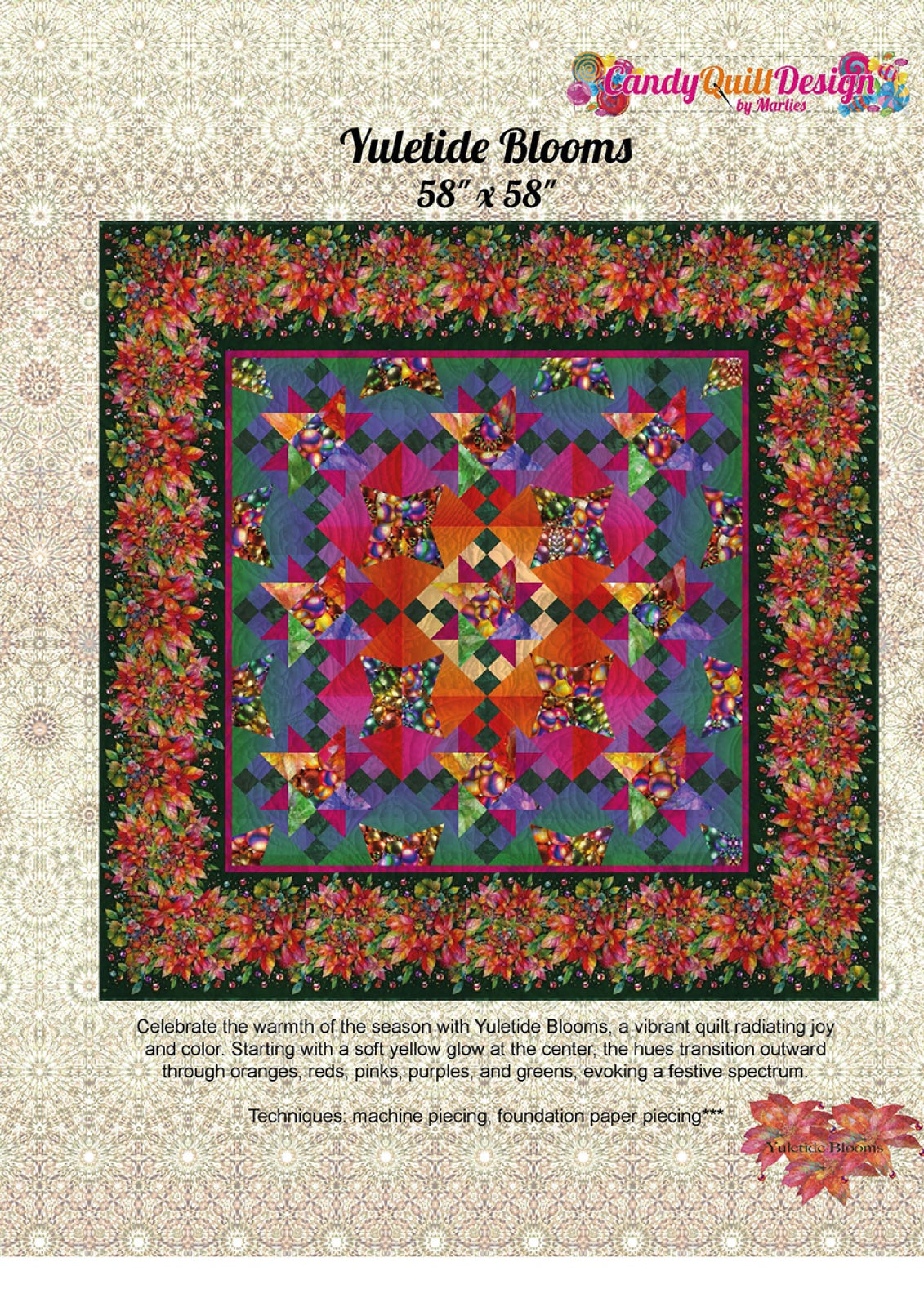 Yuletide Blooms Quilt Pattern by Candy Quilt Design
