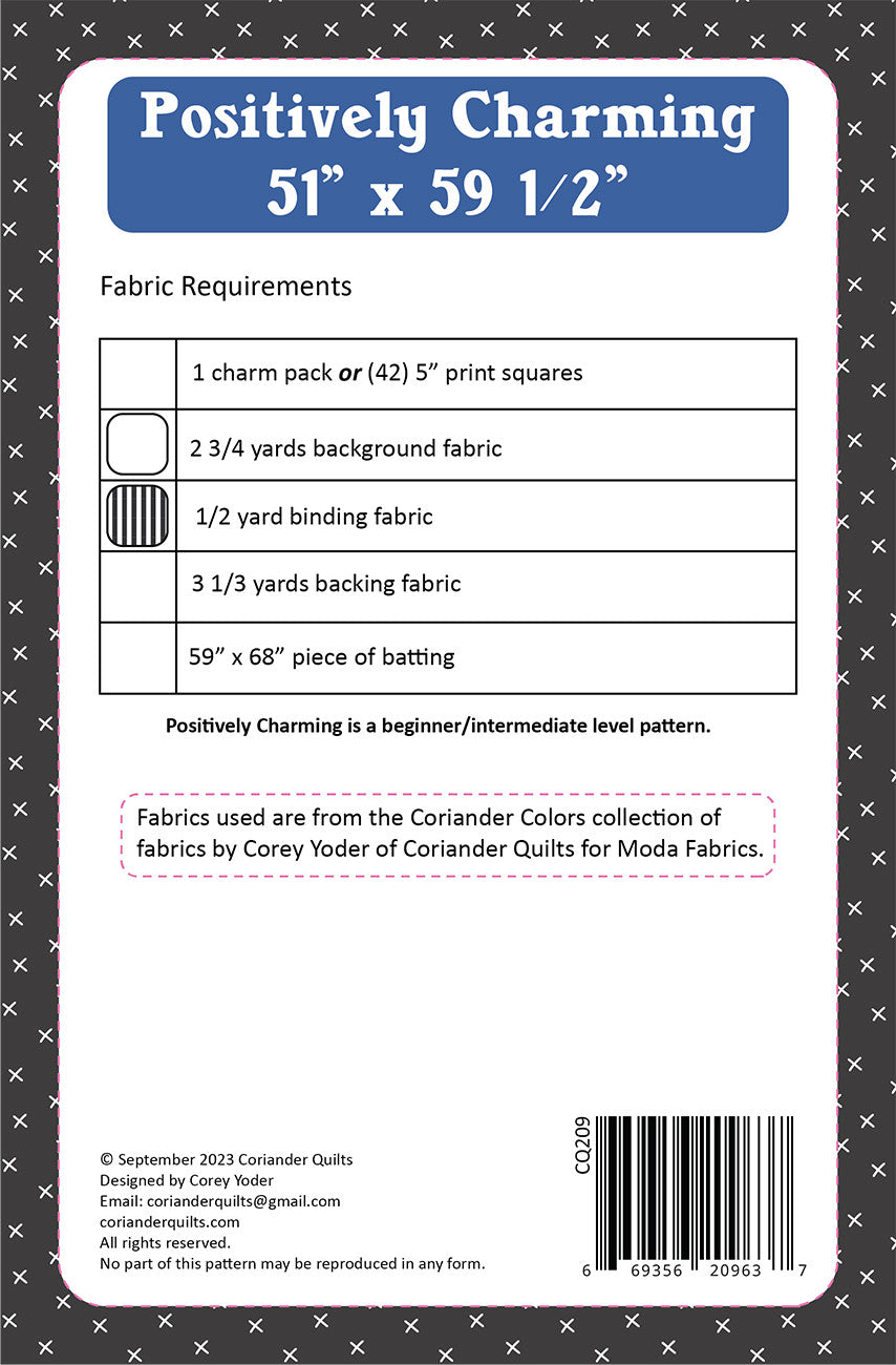 Back of the Positively Charming Quilt Pattern by Coriander Quilts