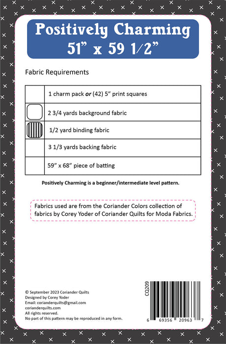 Back of the Positively Charming Quilt Pattern by Coriander Quilts