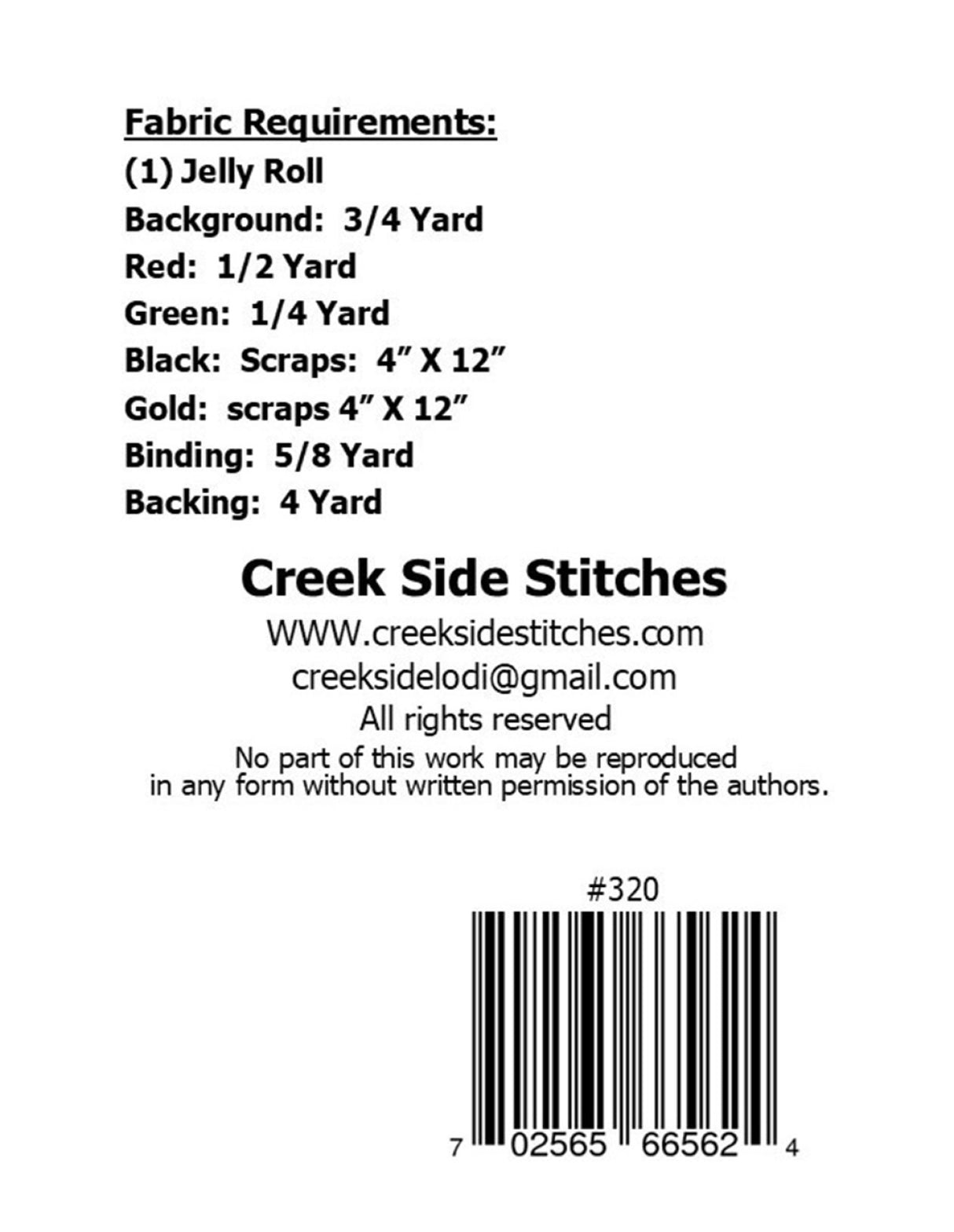 Back of the It's a Sign Quilt Pattern by Creek Side Stitches