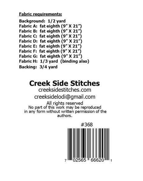 Back of the Cliffhanger Quilt Pattern by Creek Side Stitches