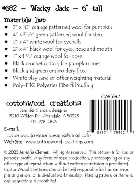 Back of the Wacky Jack by Cottonwood Creations