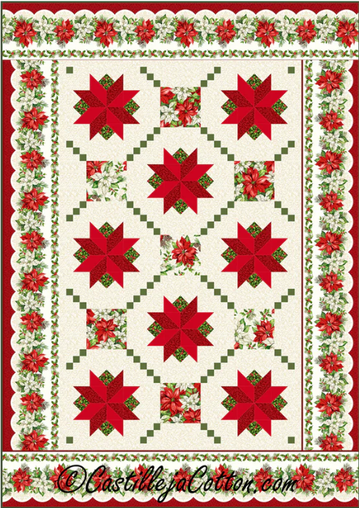 Chained Poinsettias Quilt Pattern by Castilleja Cotton