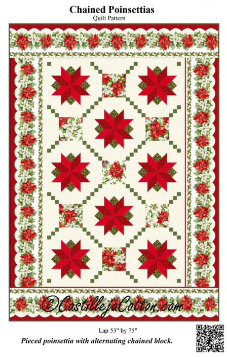 Chained Poinsettias Quilt Pattern by Castilleja Cotton