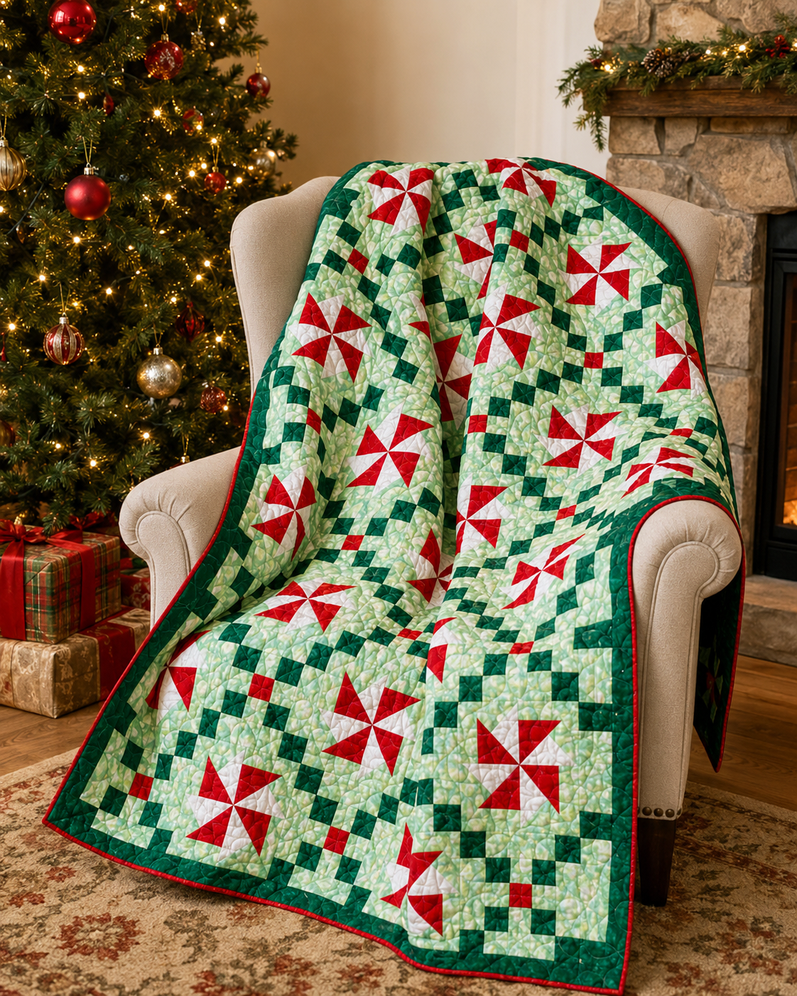 Christmas Chain Downloadable Pattern by Cuddle Cat Quiltworks