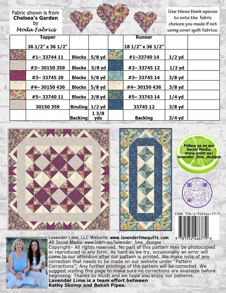 Back of the Pretty Table Downloadable Pattern by Lavender Lime Quilting