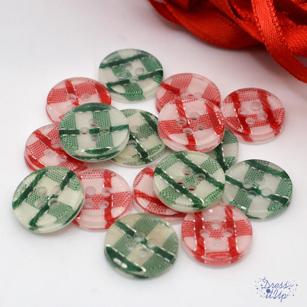Christmas Plaid Buttons by Dress It Up