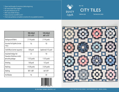 City Tiles Quilt Pattern by Quilty Love