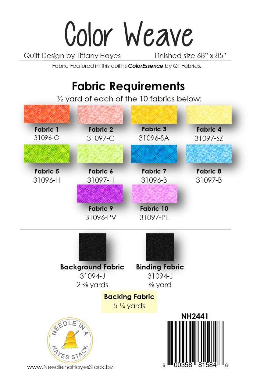 Back of the Color Weave Downloadable Pattern by Needle In A Hayes Stack