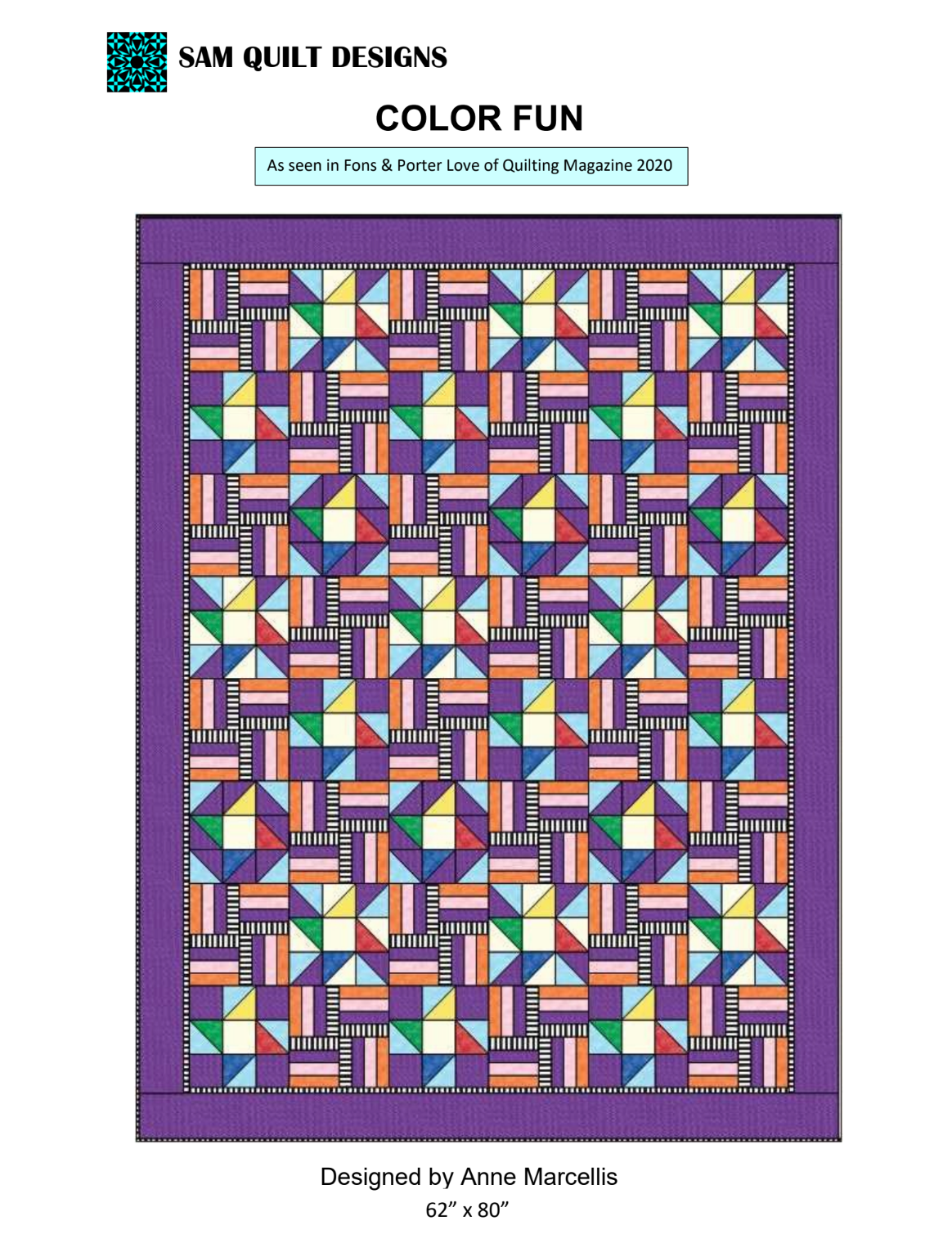 Color Fun Downloadable Pattern by Sam Quilt Designs