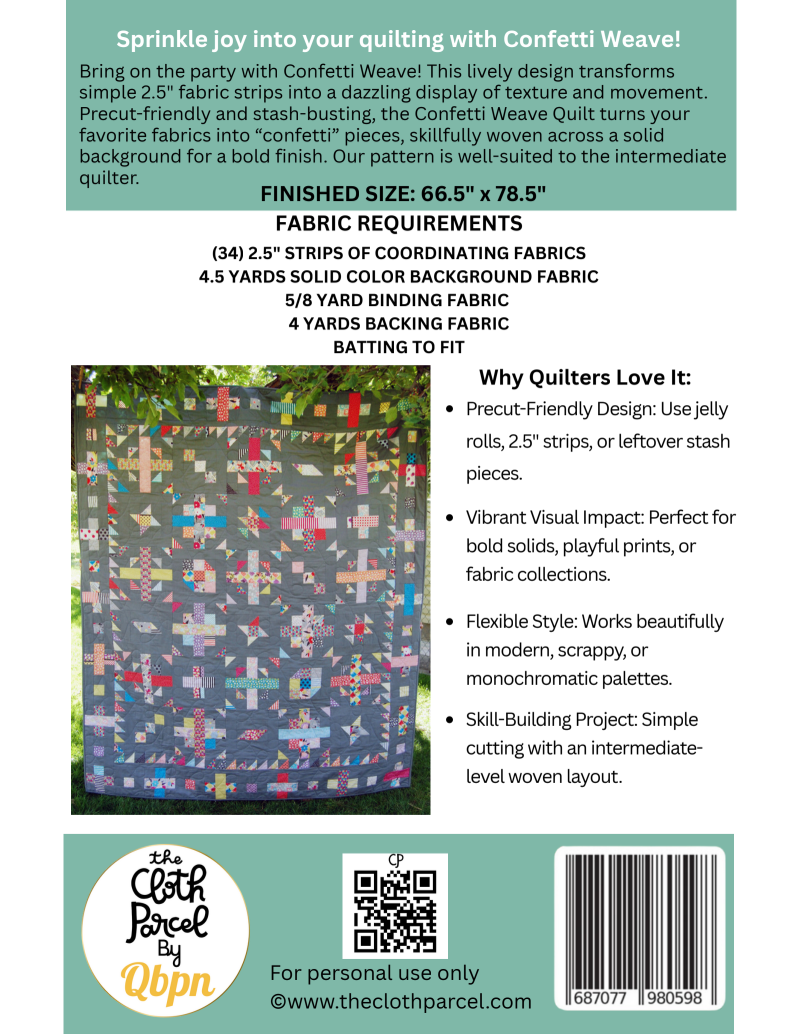 Back of the Confetti Weave Quilt Pattern by Cloth Parcel
