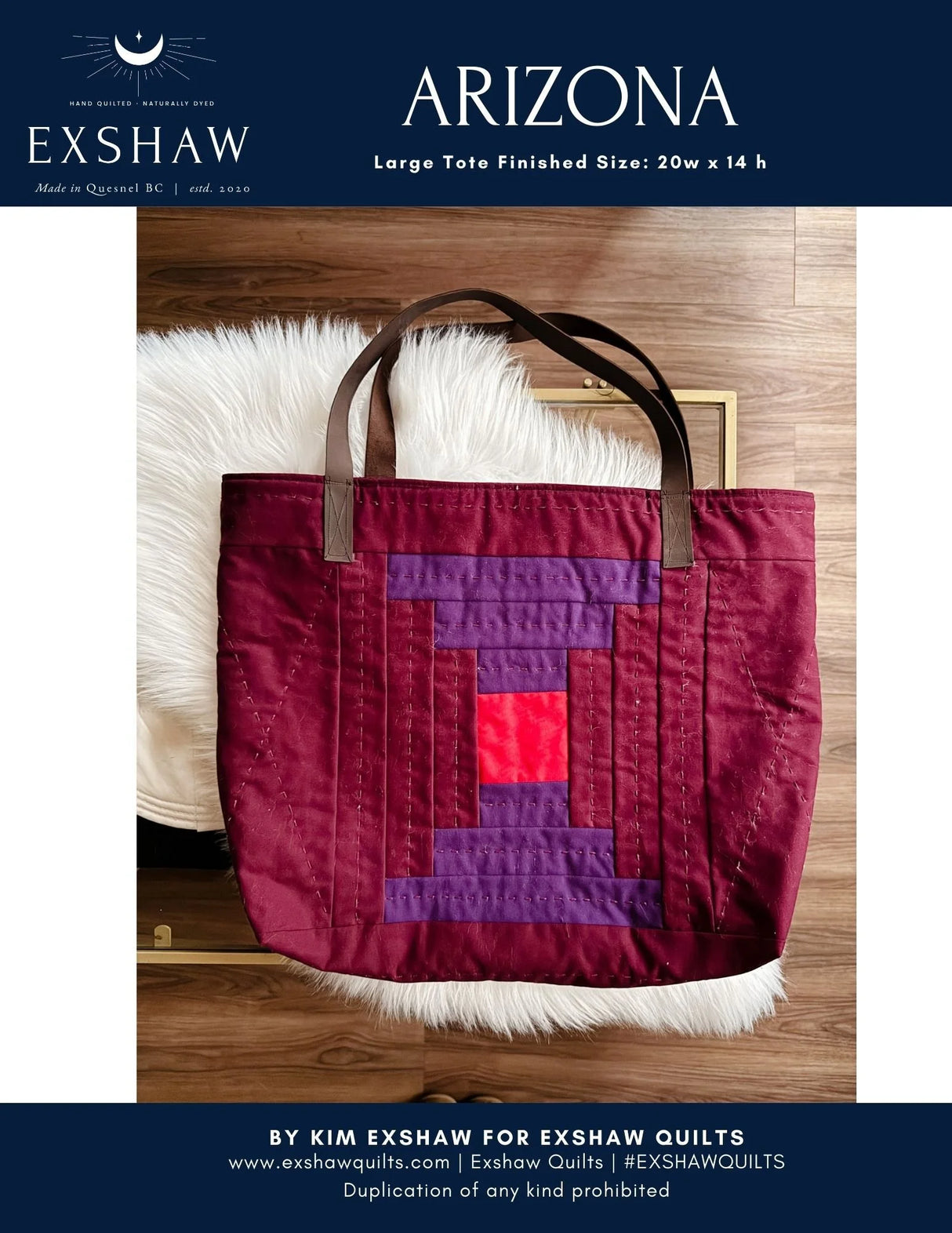 Arizona Large Tote Downloadable Pattern by Exshaw Quilts