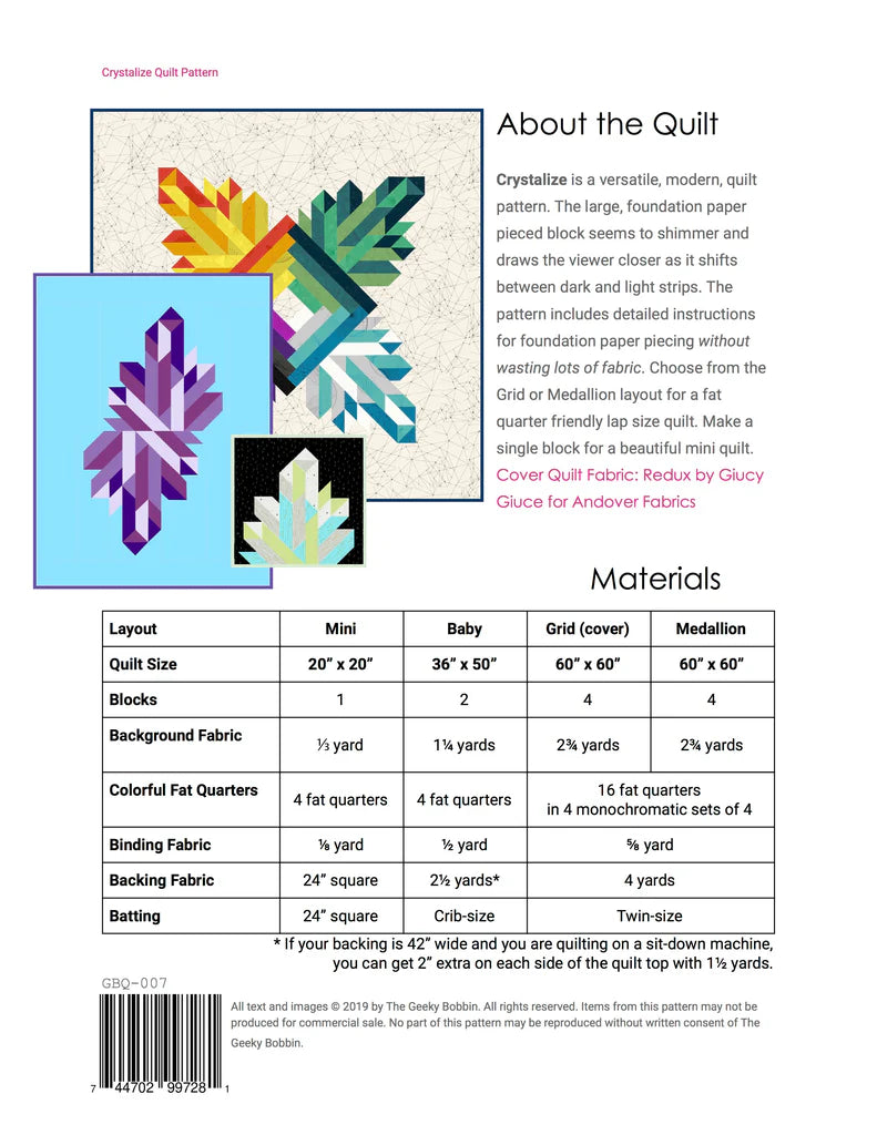 Crystalize Quilt Pattern