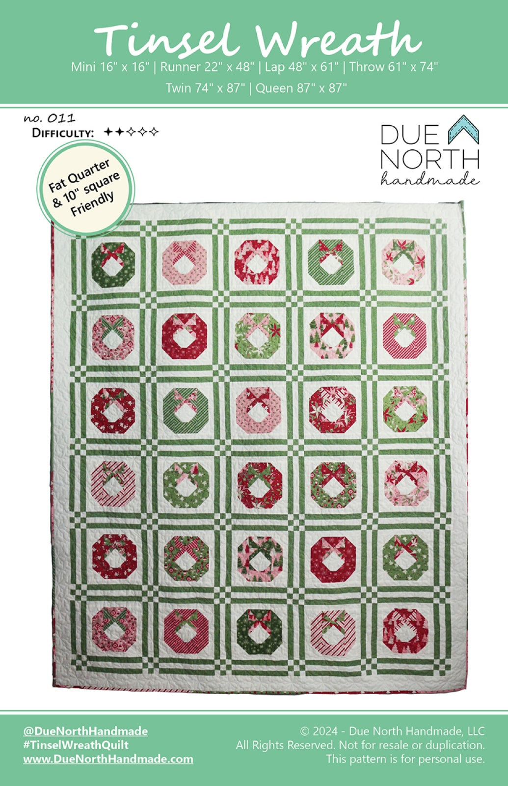 Tinsel Wreath Quilt Pattern by Due North Handmade LLC