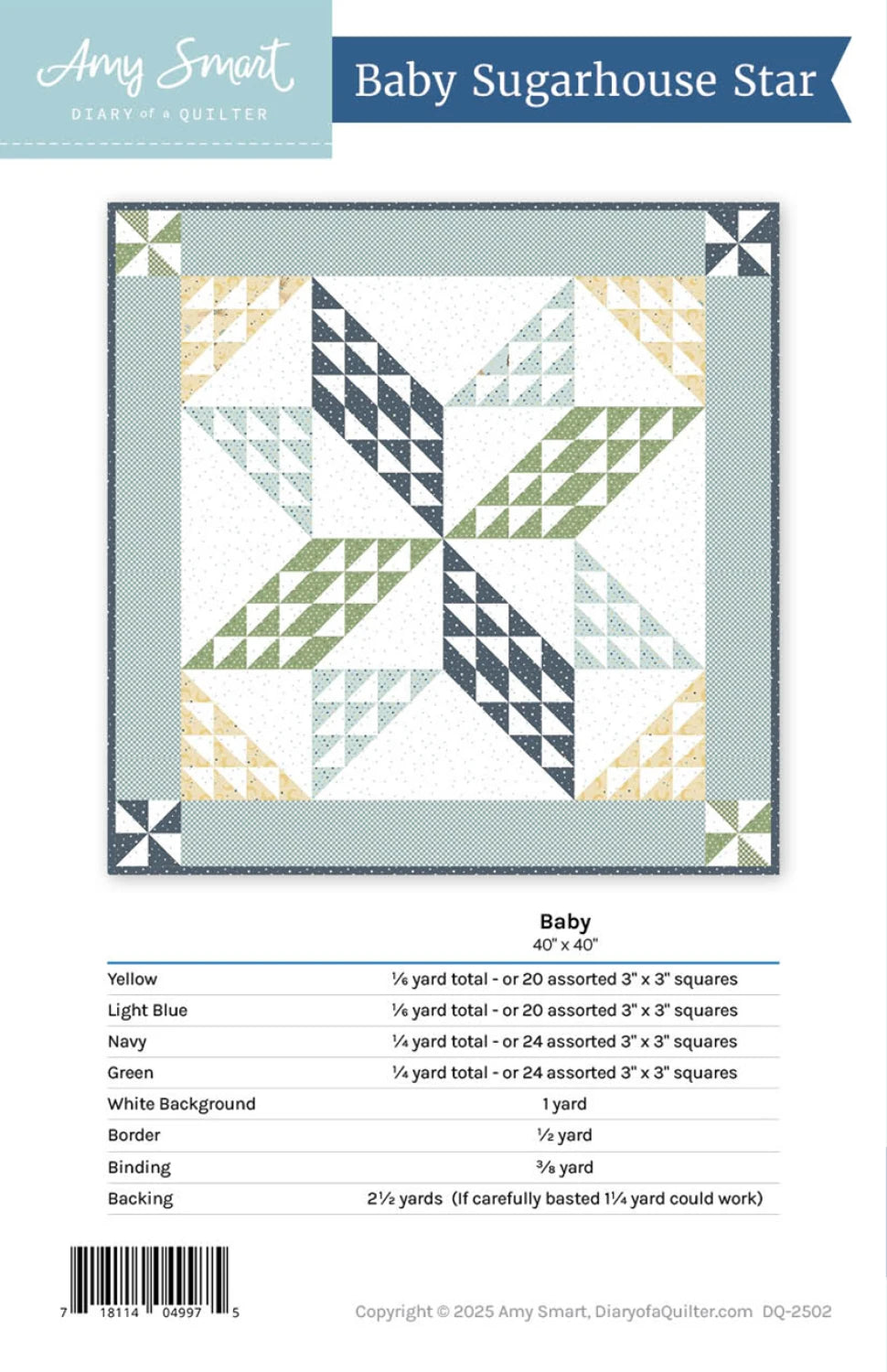 Baby Sugarhouse Star Quilt Pattern