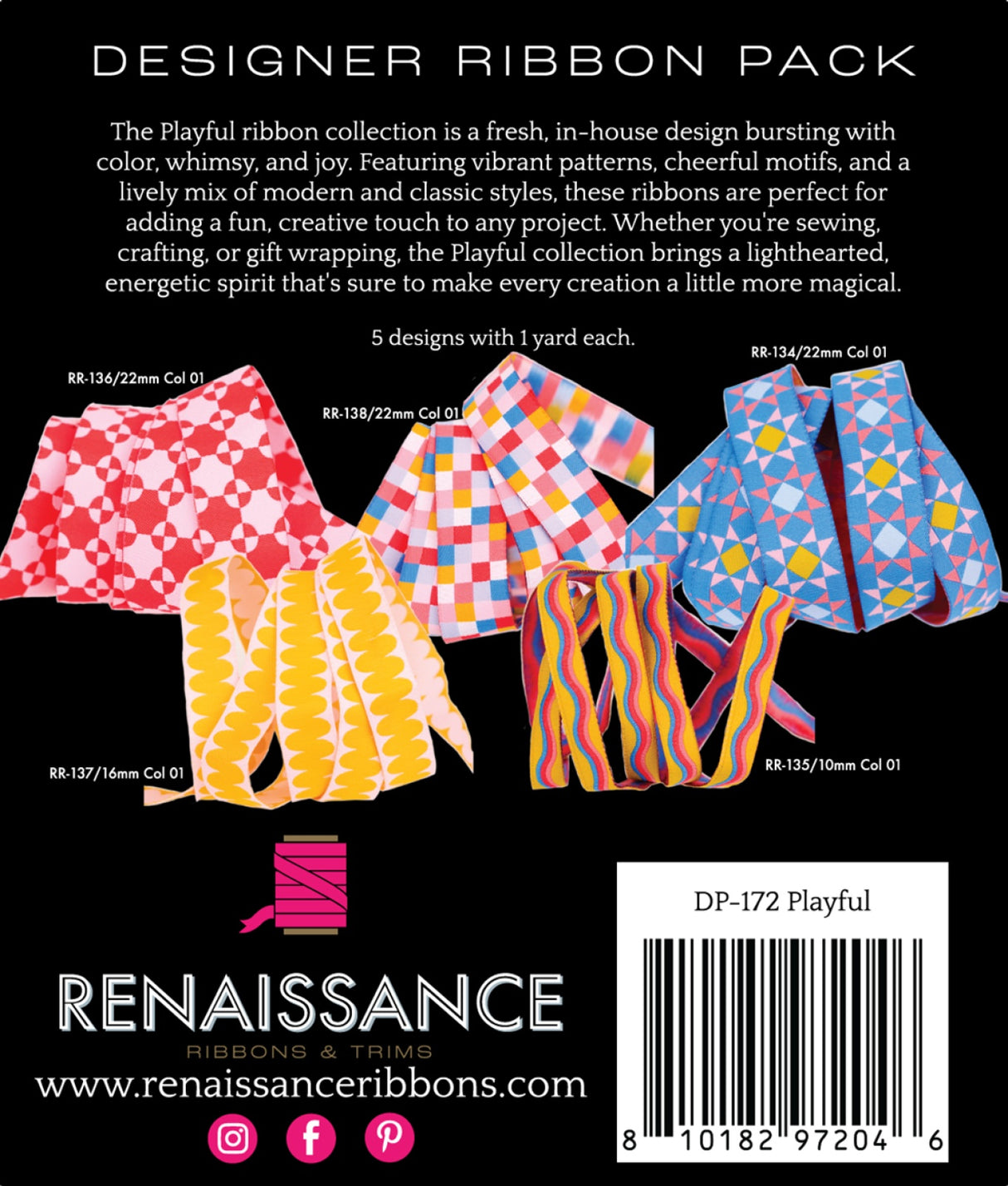 Back of the Playful Designer Pack by Renaissance Ribbons Inc