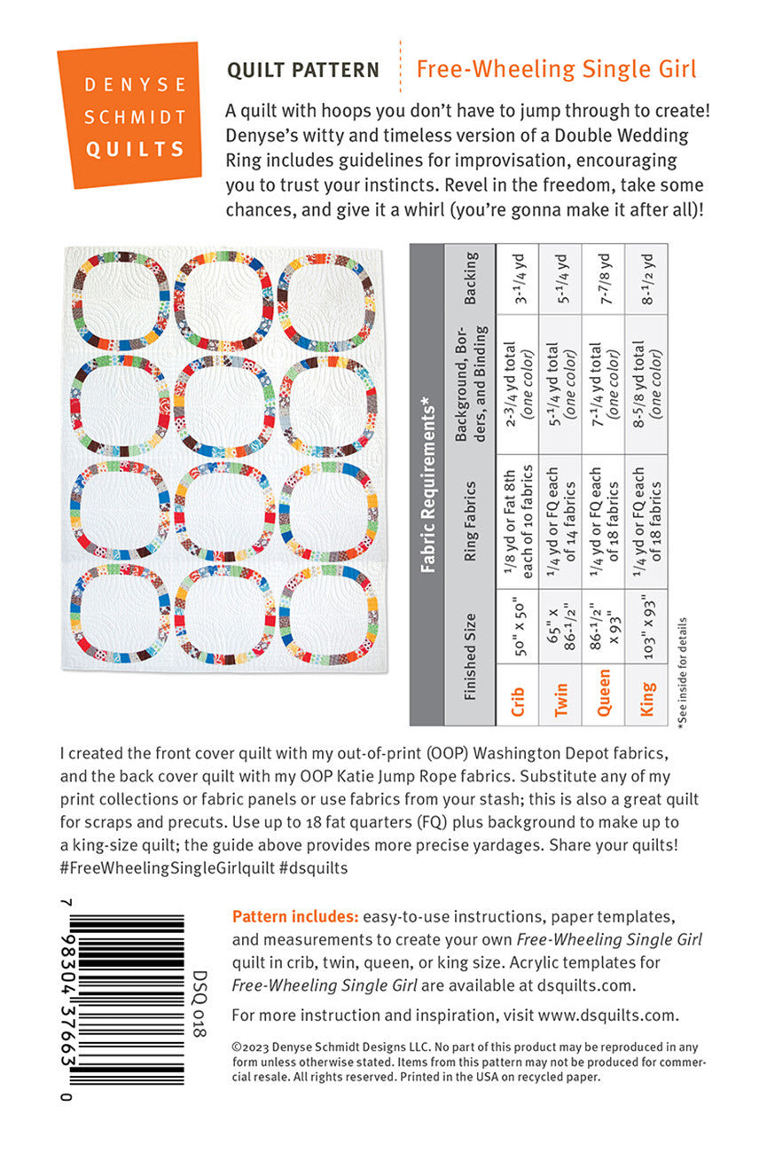 Back of the Free-Wheeling Single Girl by Denyse Schmidt Quilts