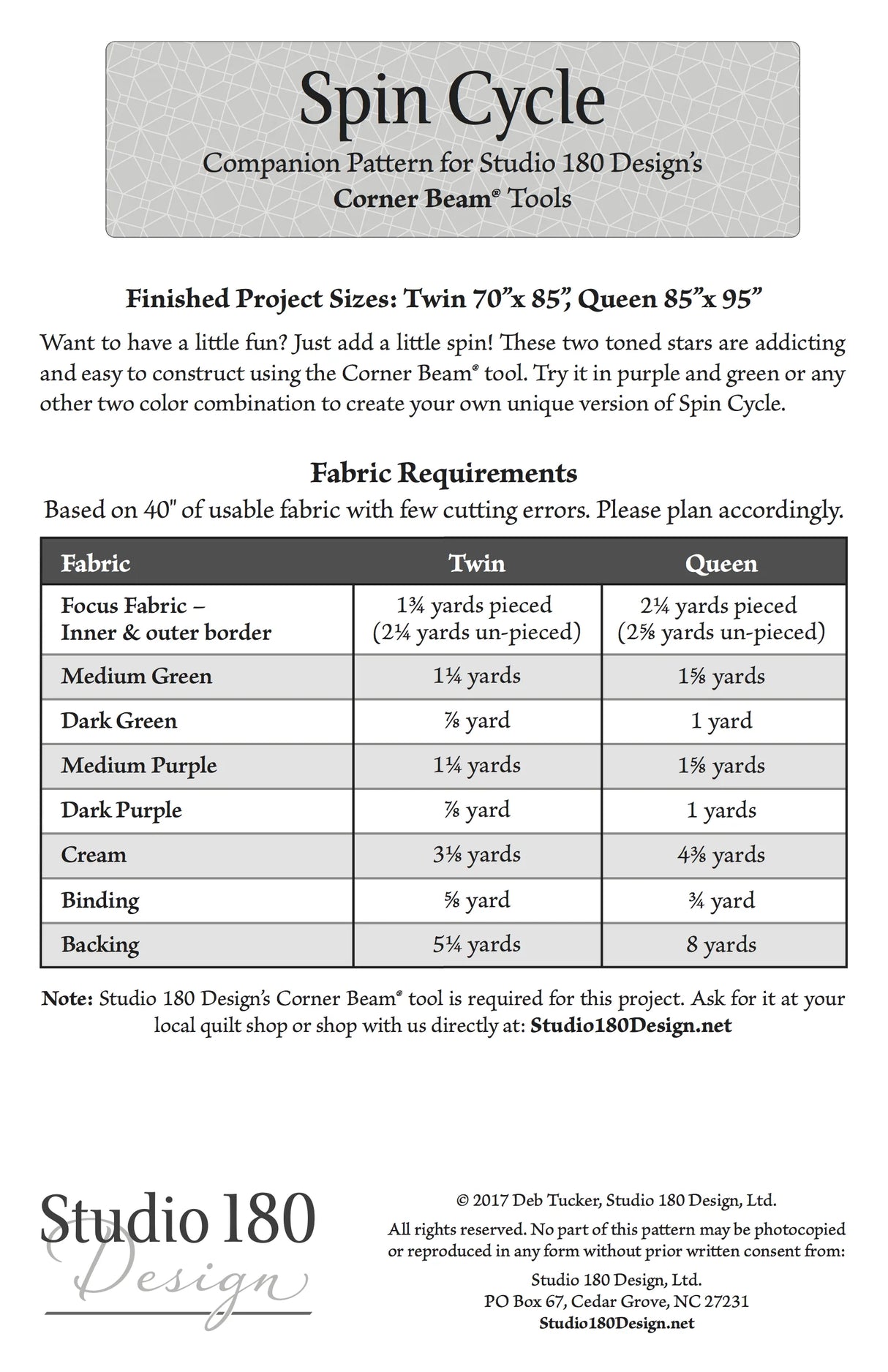 Back of the Spin Cycle Quilt Pattern by Studio 180 Designs