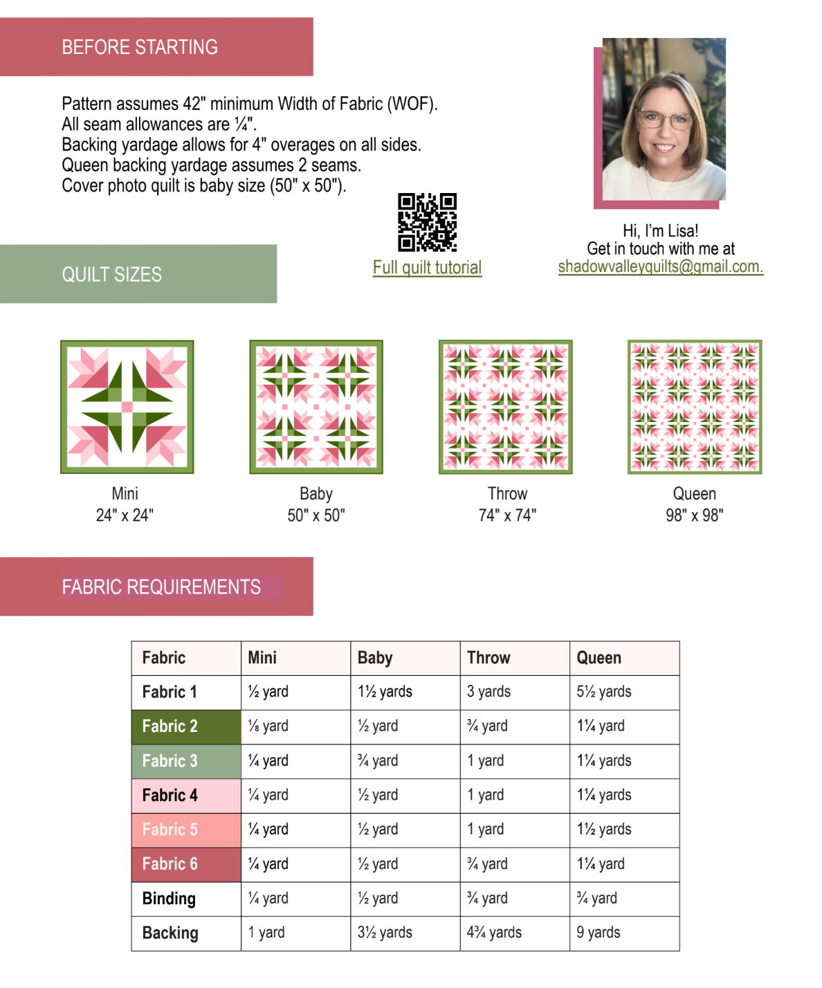 Dancing Lilies Downloadable Pattern by Shadow Valley Quilts